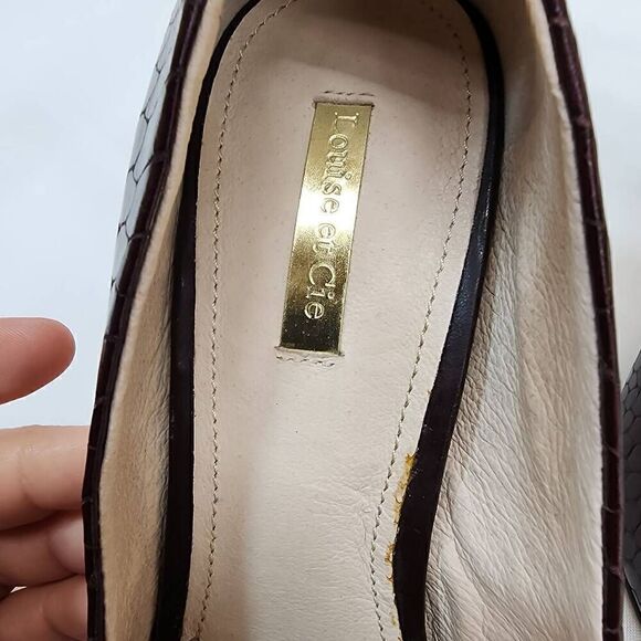 Louise Et Cie Size 10 Snake Skin Pointy Toe Ankle Strap 4" Heel N Burgandy - Picture 8 of 11